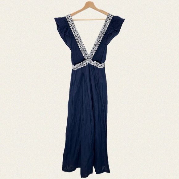 J. Crew Ruffle Deep V-Neck Beach Dress - Picture 8 of 9